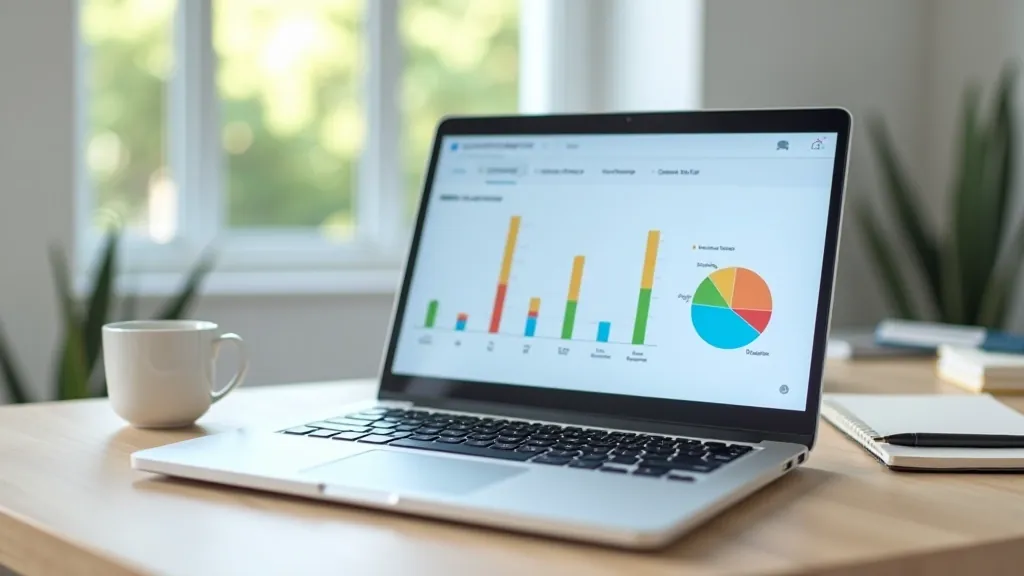 Laptop displaying social media analytics dashboard with engagement metrics and audience insights